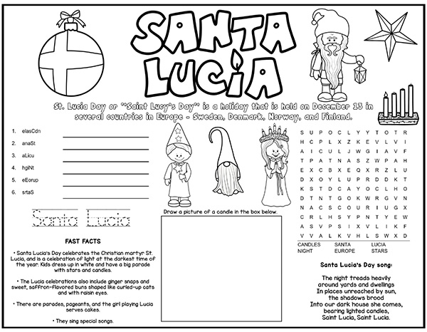 Holidays around the world for kids worksheets
