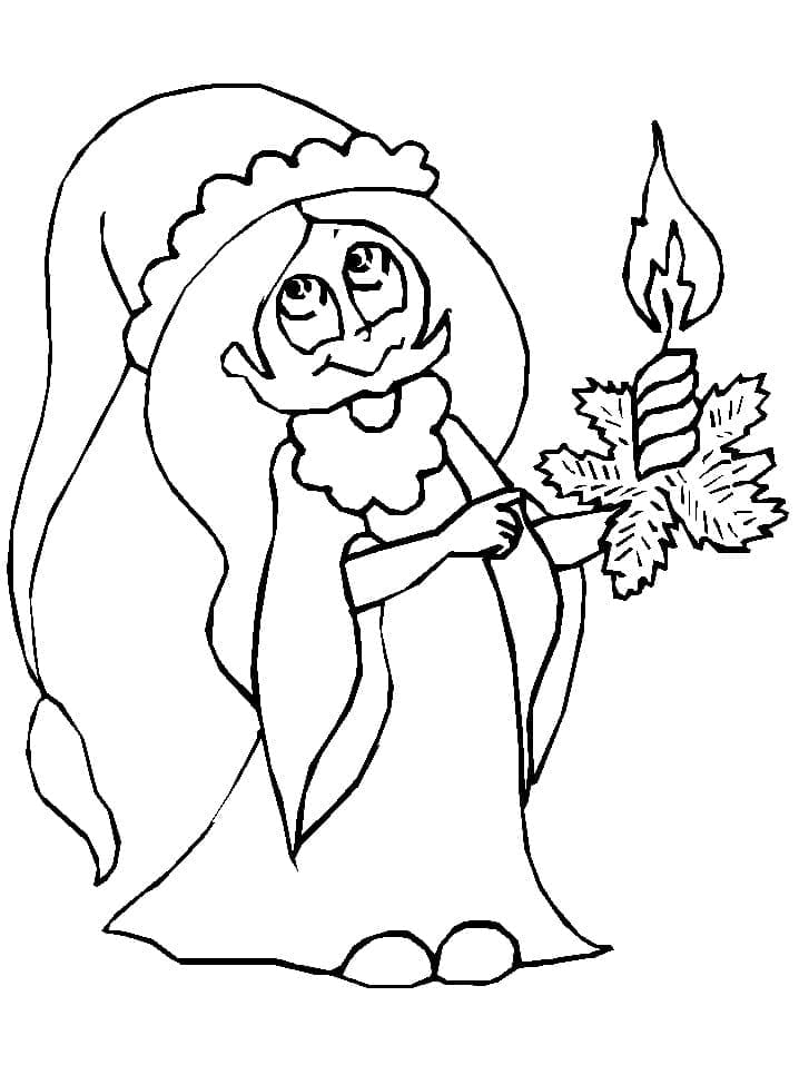 Holding christmas candle coloring page