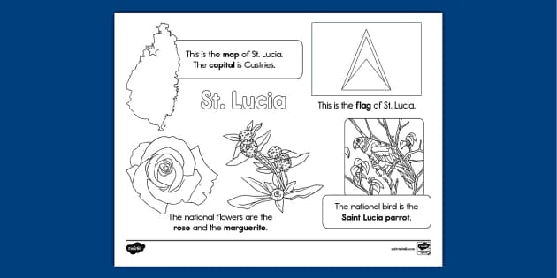 St lucia facts coloring sheet for k