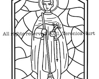 Saint martin de porres catholic stained glass coloring page november saint for kids