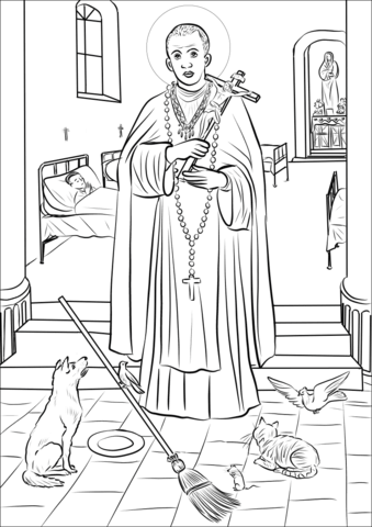 St martin de porres coloring page coloring pages saint coloring free printable coloring pages