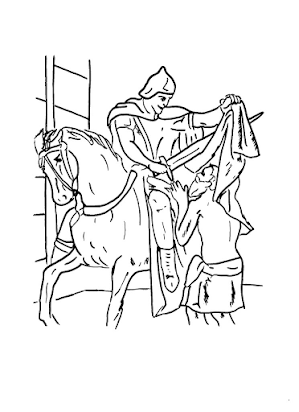 St martin of tours coloring for prayer card