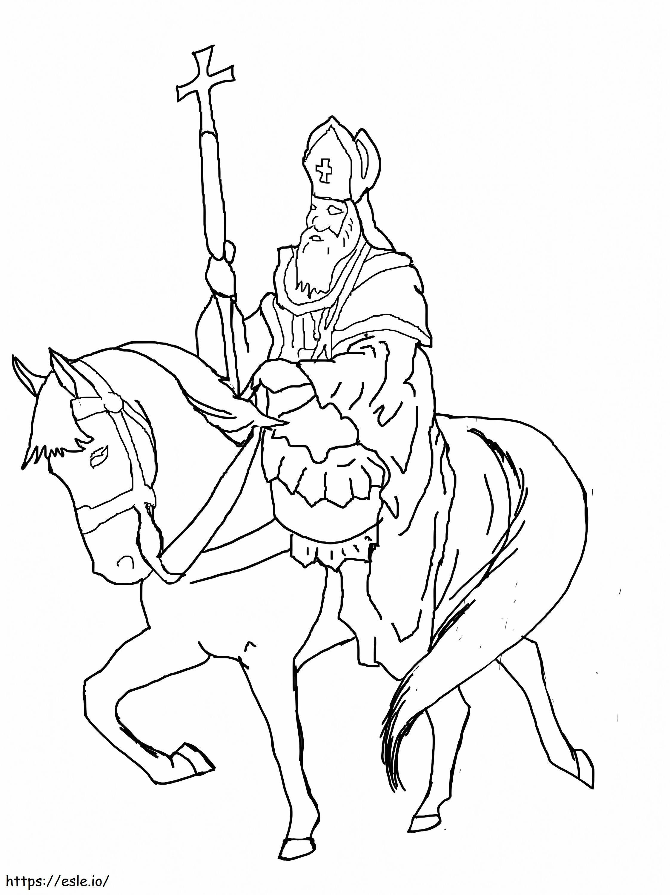 Saint nicholas riding horse coloring page