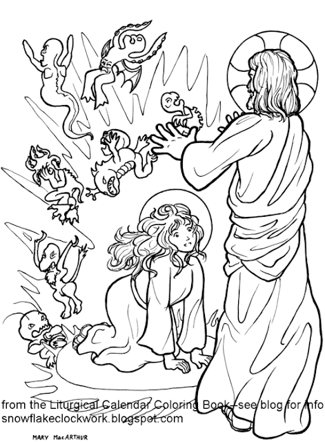 Snowflake clockwork st mary magdalen coloring page