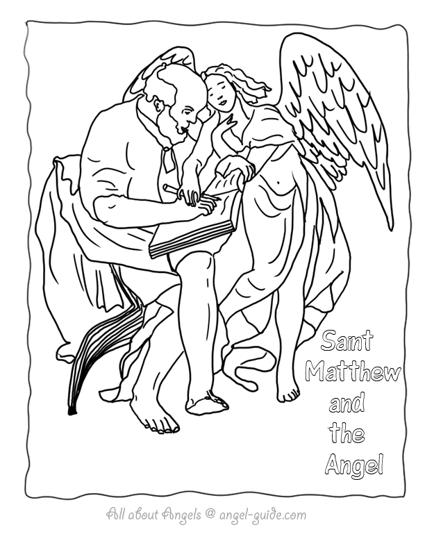 Saint matthew and the angel coloring pages inspired by caravaggios original angel painting st matthew and thâ angel coloring pages coloring pages saint matthew