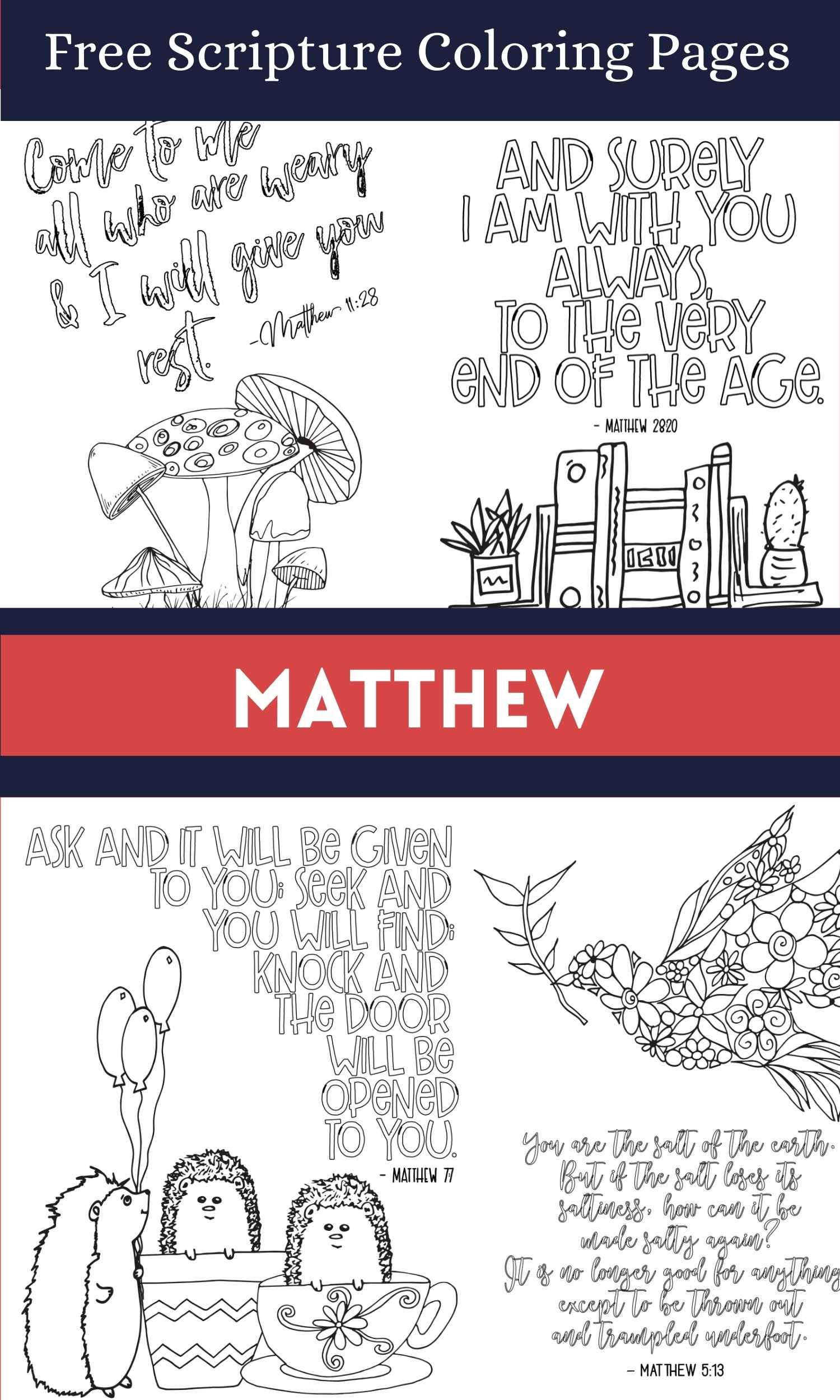 Free matthew scripture coloring pages â stevie doodles