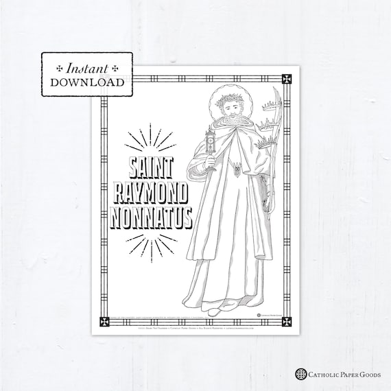 Catholic coloring page saint raymond nonnatus coloring page catholic saints printable coloring page digital coloring page pdf