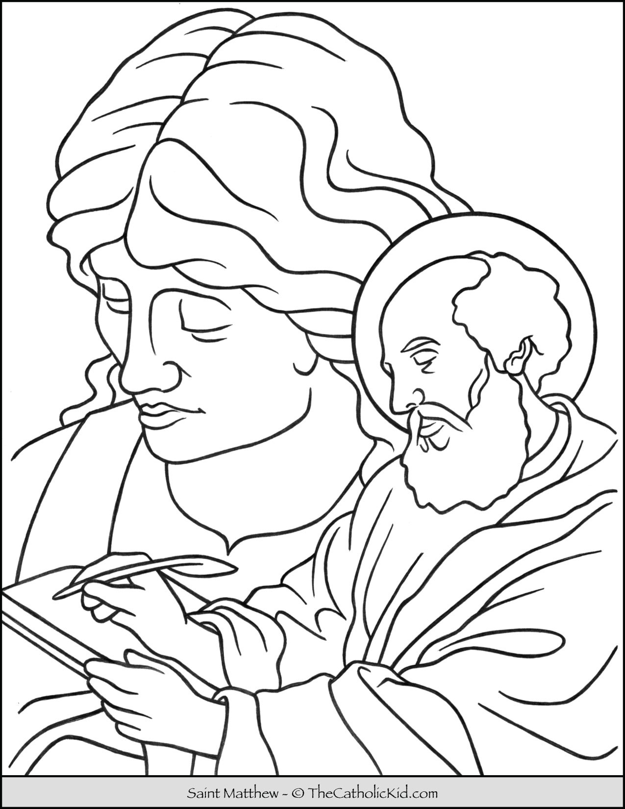 Saint matthew winged man angel coloring page