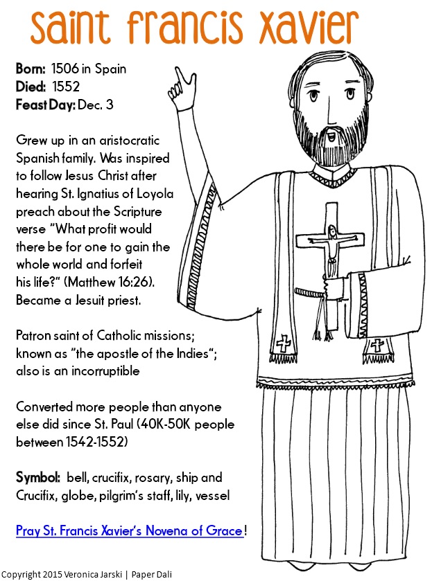 Paper dali free saint francis xavier coloring page