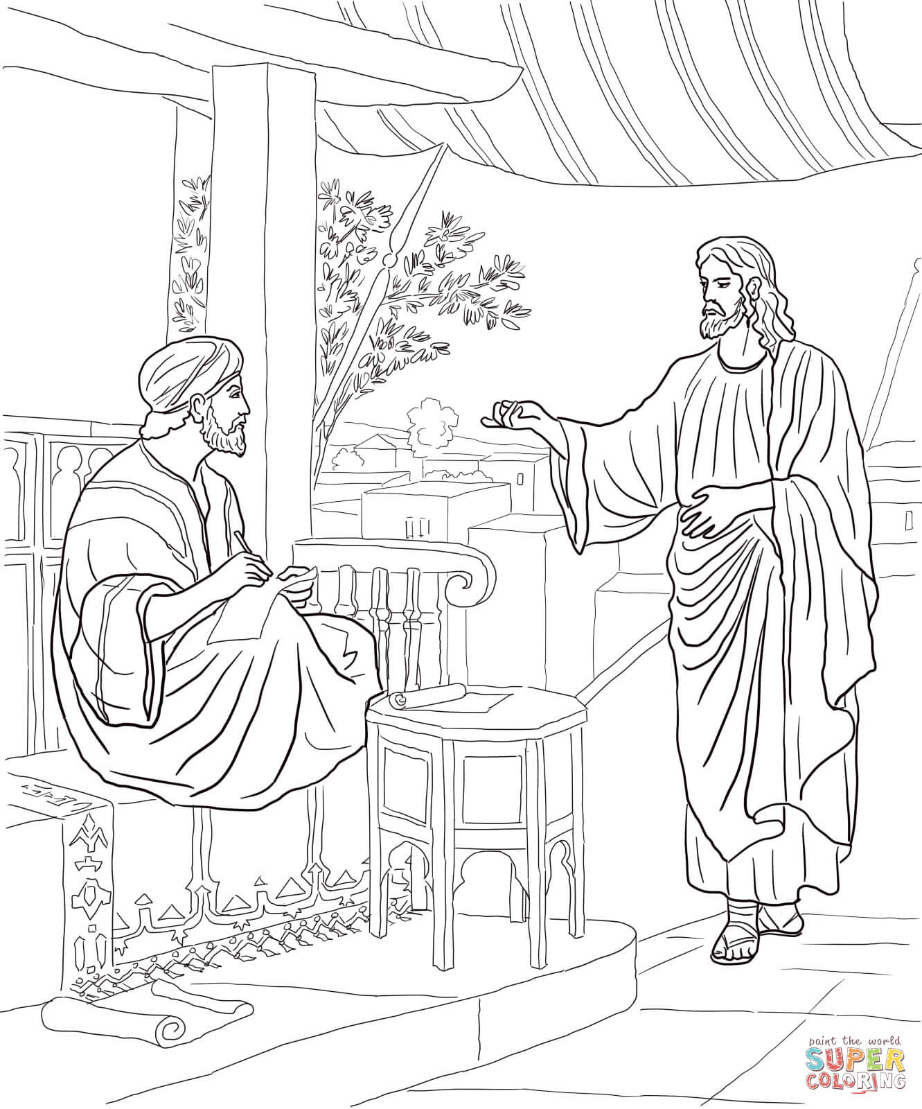 Jesus calls matthew coloring page free printable coloring pages