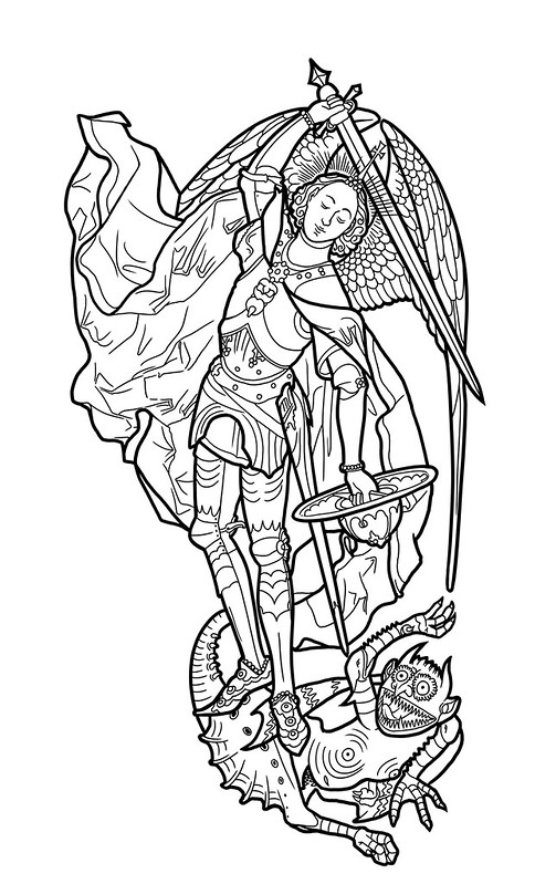 St michael tattoo linework first project on new cintiq lâ