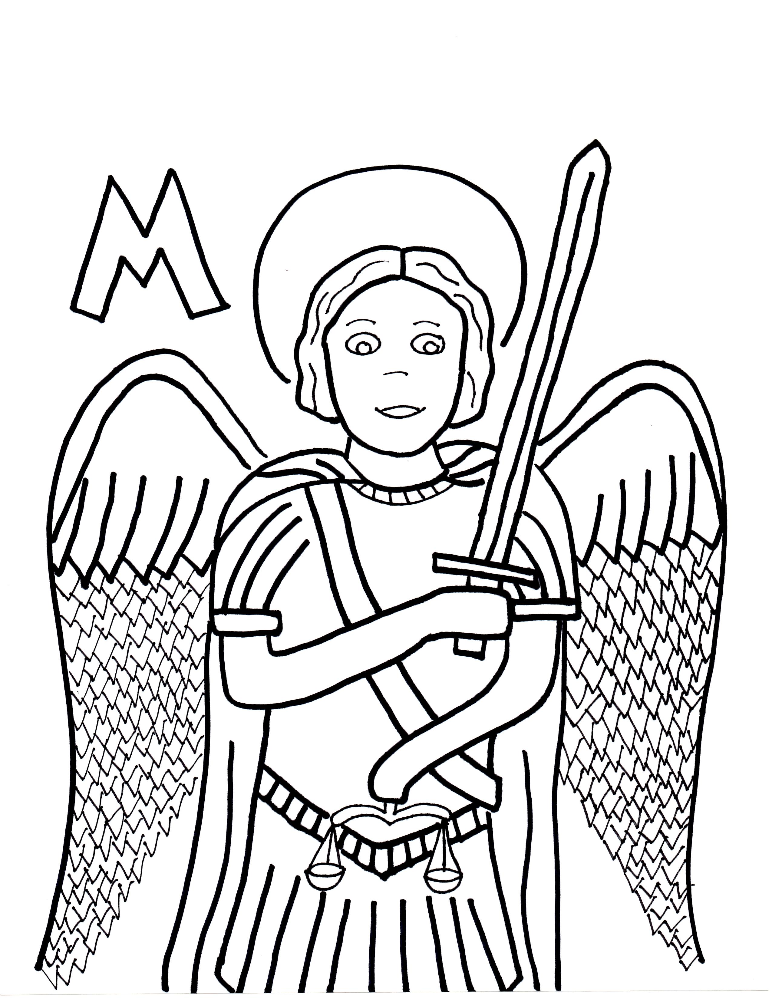 M is for st michael the archangel saints to color