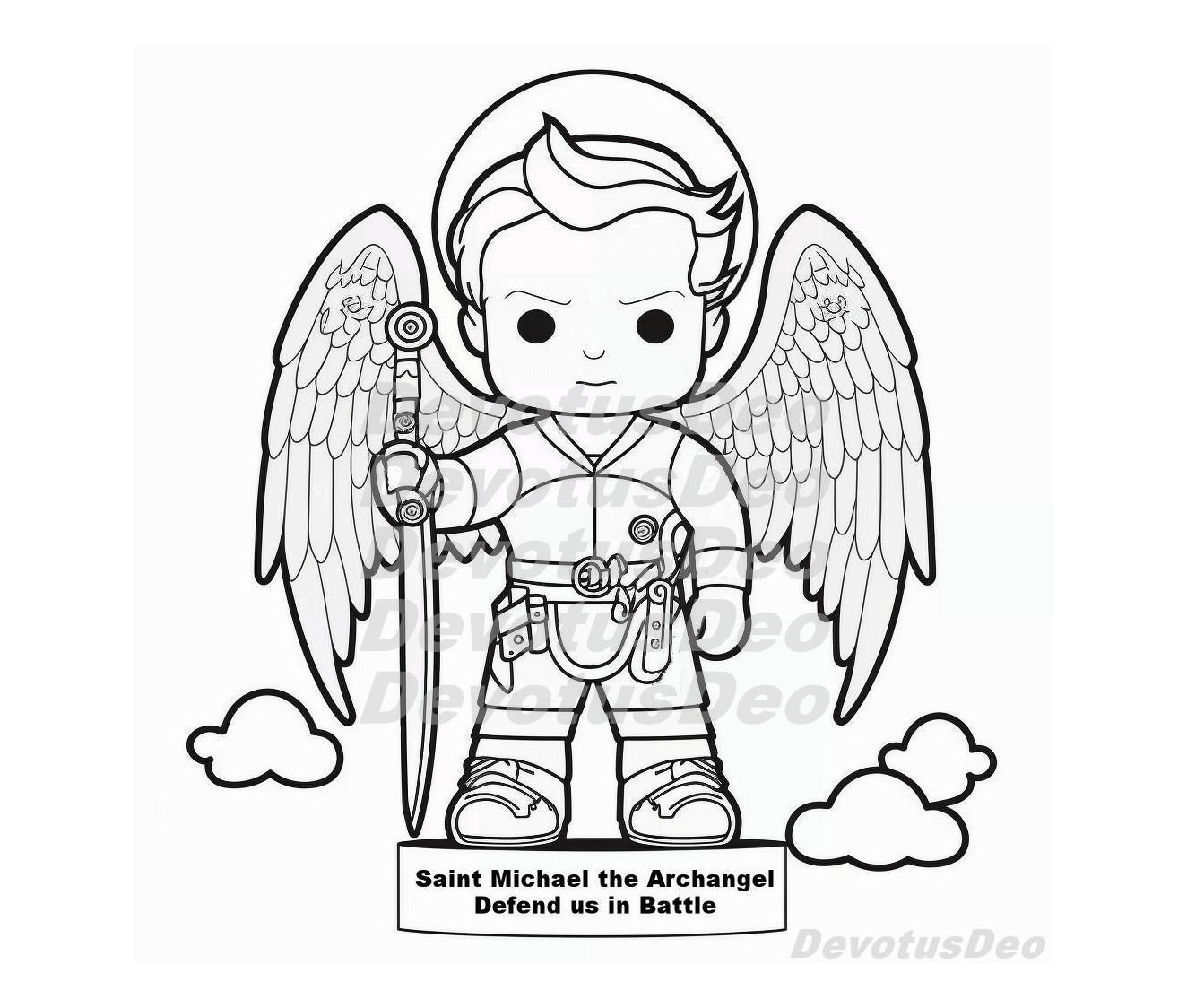 Catholic coloring page saint michael the archangel christian instant download printable