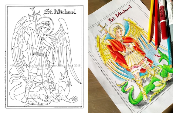 St michael the archangel pdf catholic coloring page