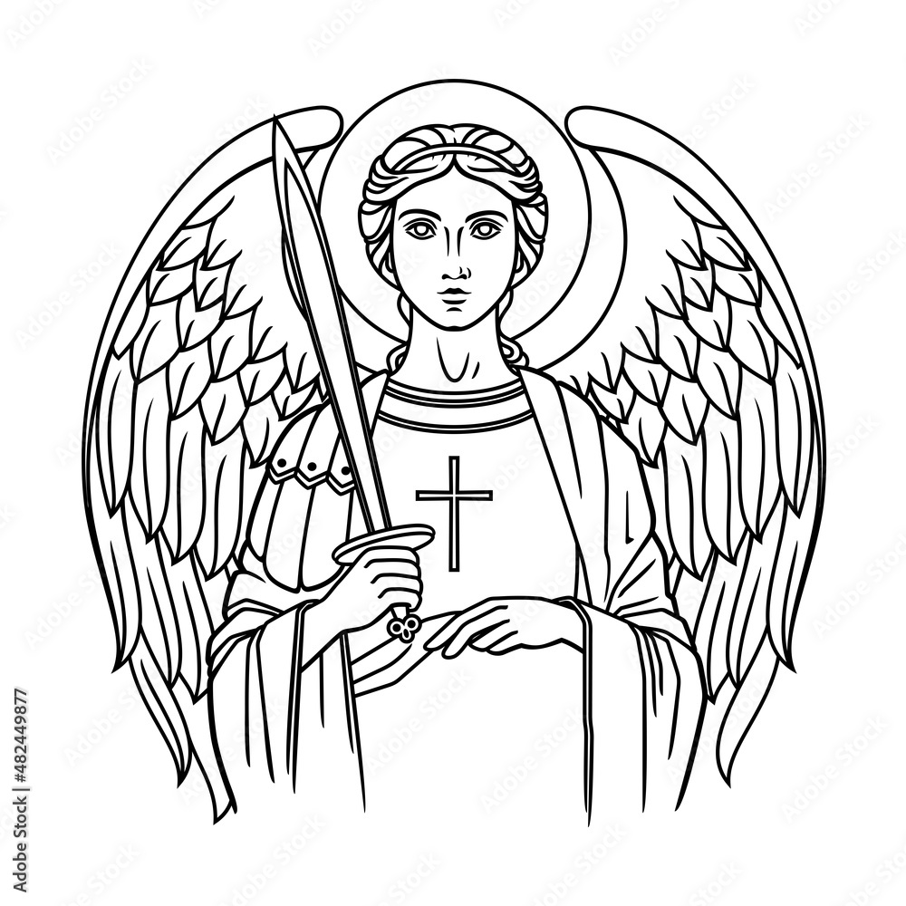 Angel michael the archangel with sword vector