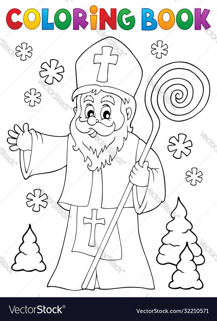 Coloring book saint nicholas topic royalty free vector