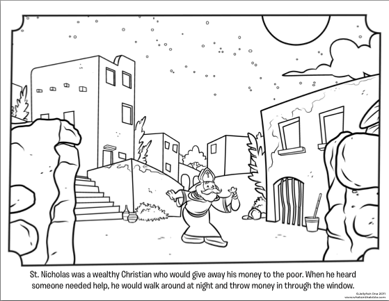 St nicholas and the poor coloring page