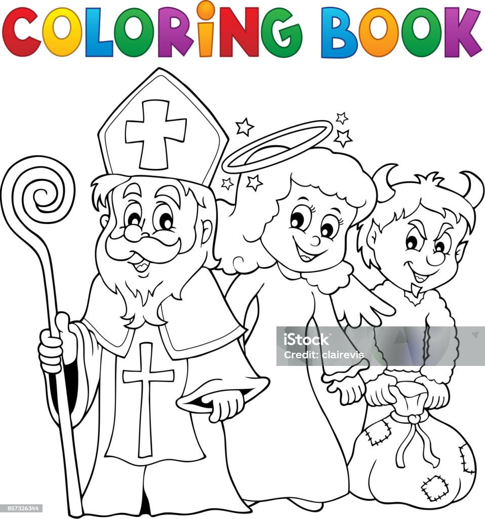 Coloring book saint nicholas day theme stock illustration