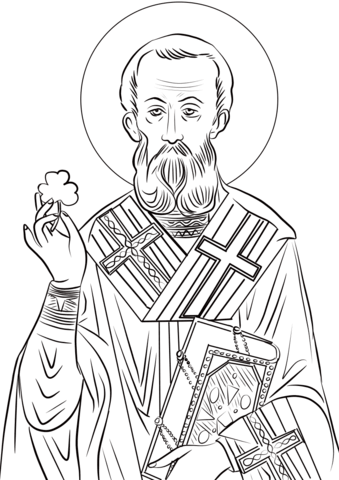 St patrick with shamrock coloring page free printable coloring pages