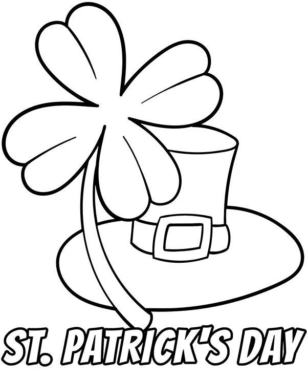 St patrick day shamrock hat coloring page