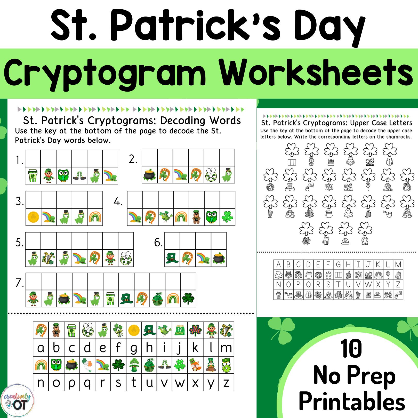 St patricks day cryptogram and decoding worksheets made by teachers