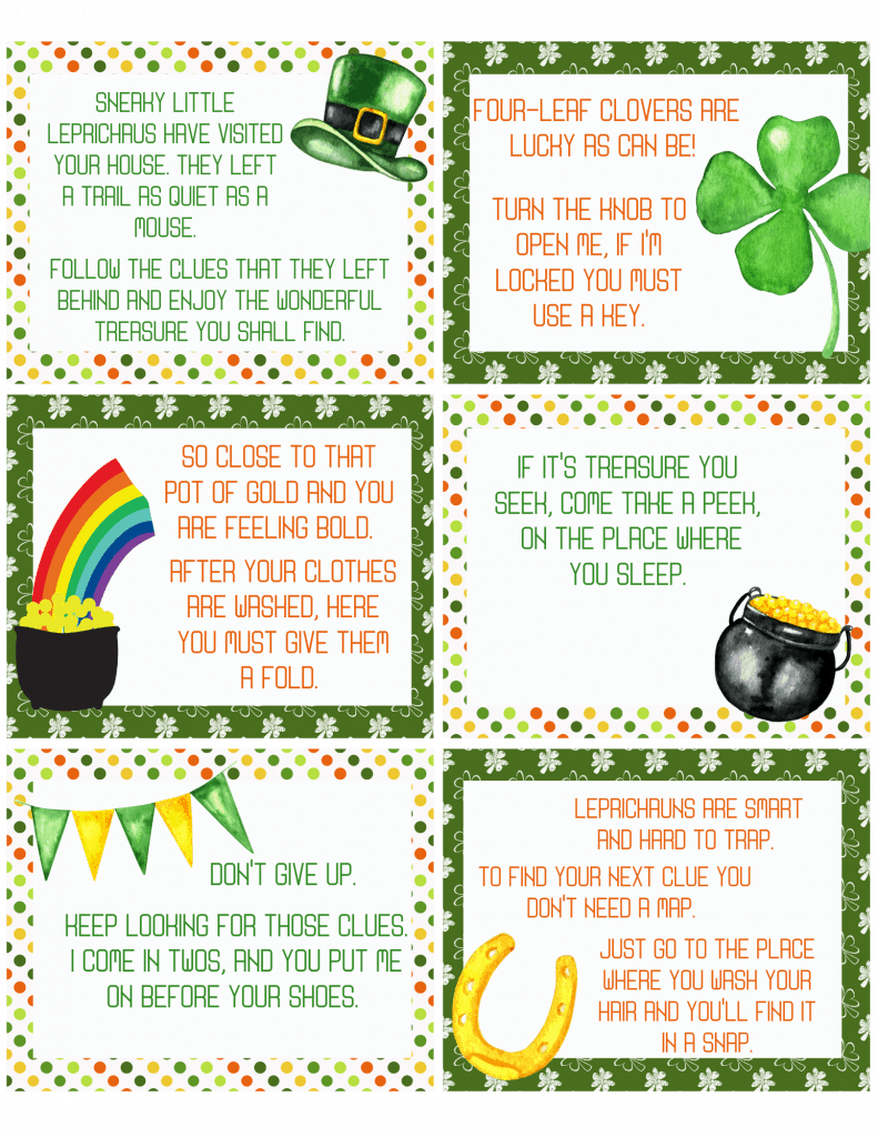 St patricks day scavenger hunt printable