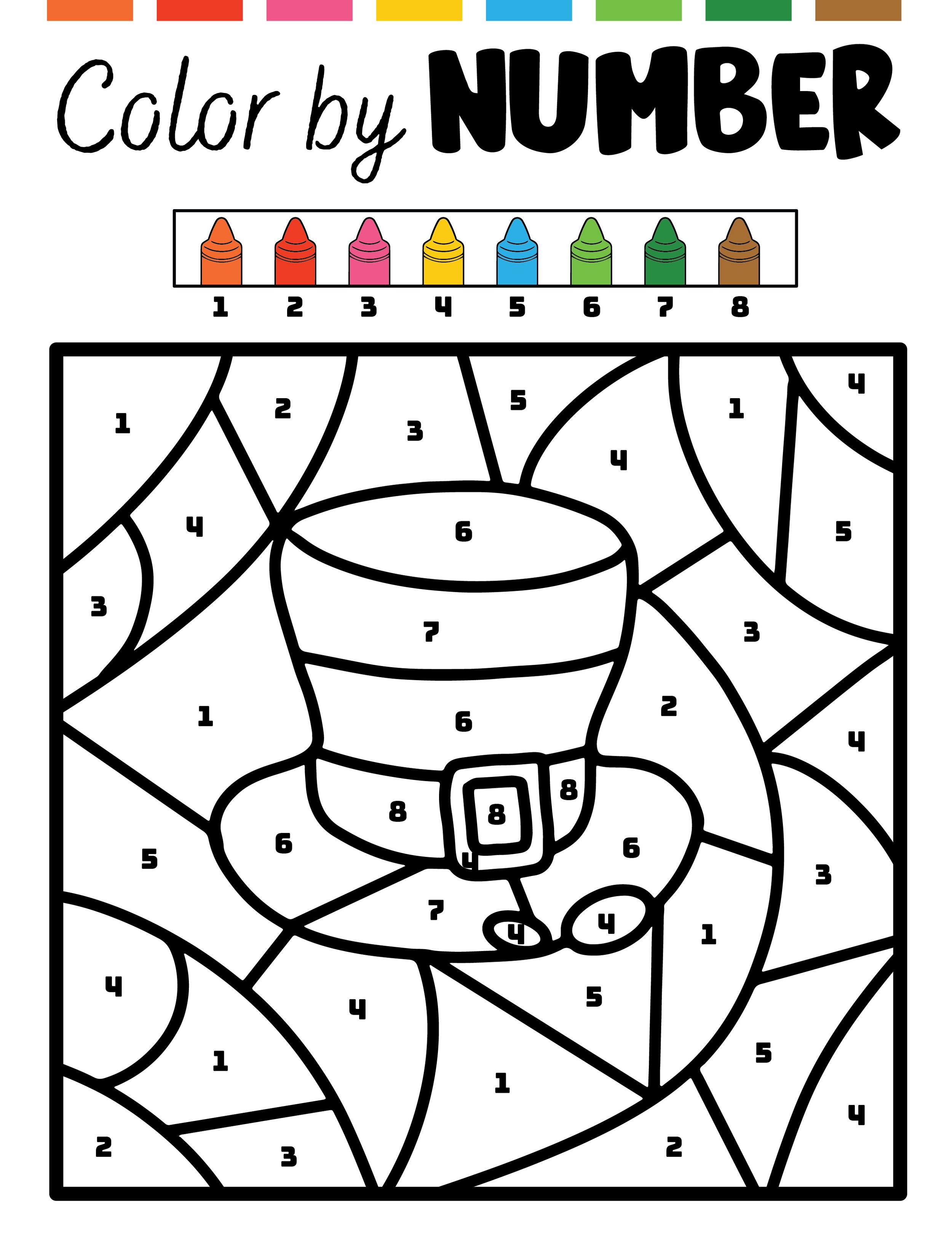 St patricks day color by number printable â