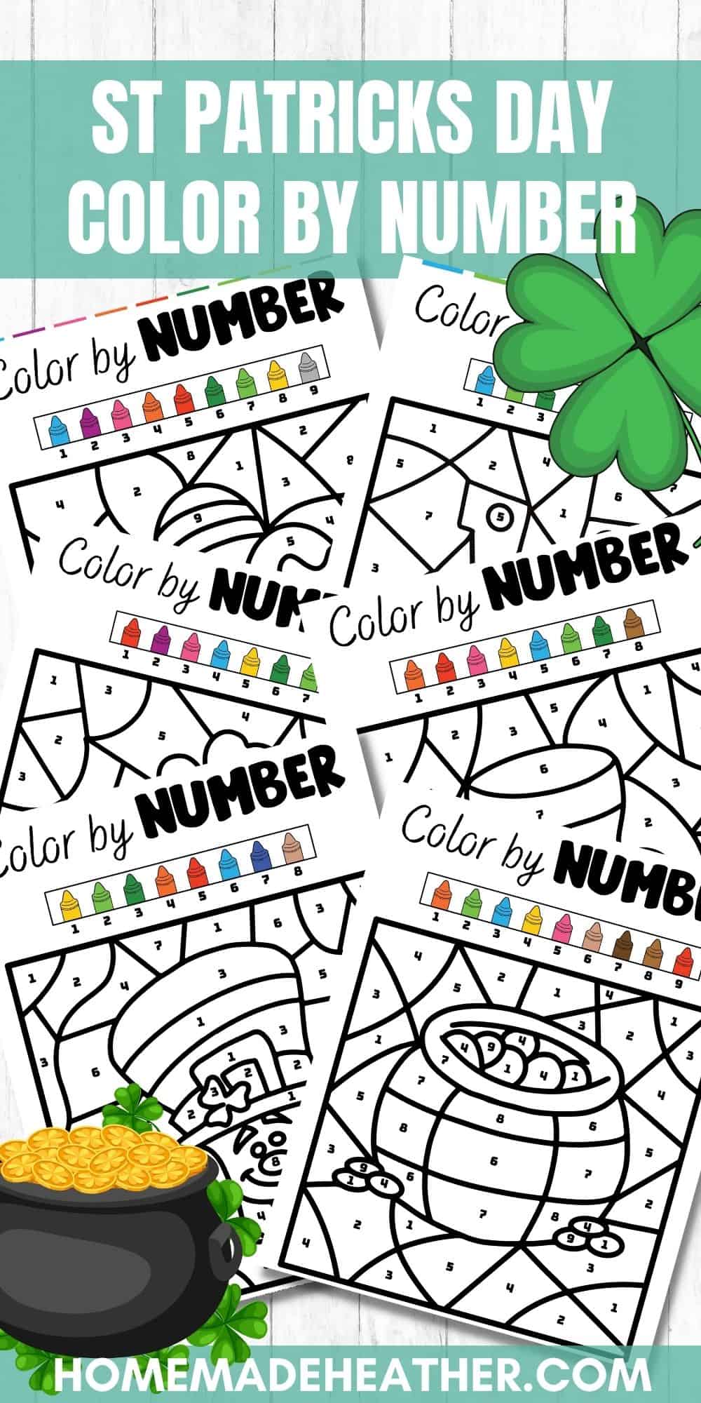 St patricks day color by number printables homemade heather