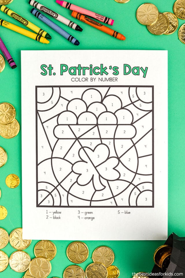 St patricks day color by number free printables