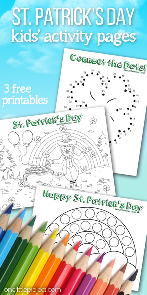 Free printable st patricks day kids activity pages