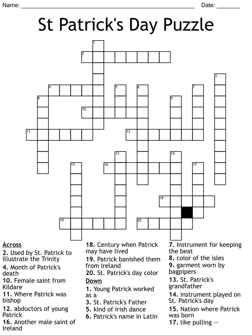 St patricks day puzzle crossword