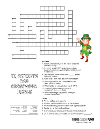 Free st patricks day printable coloring pages puzzles other fun for kids at