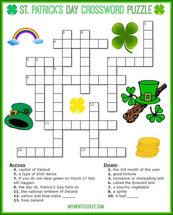 St patricks day printable crossword puzzle