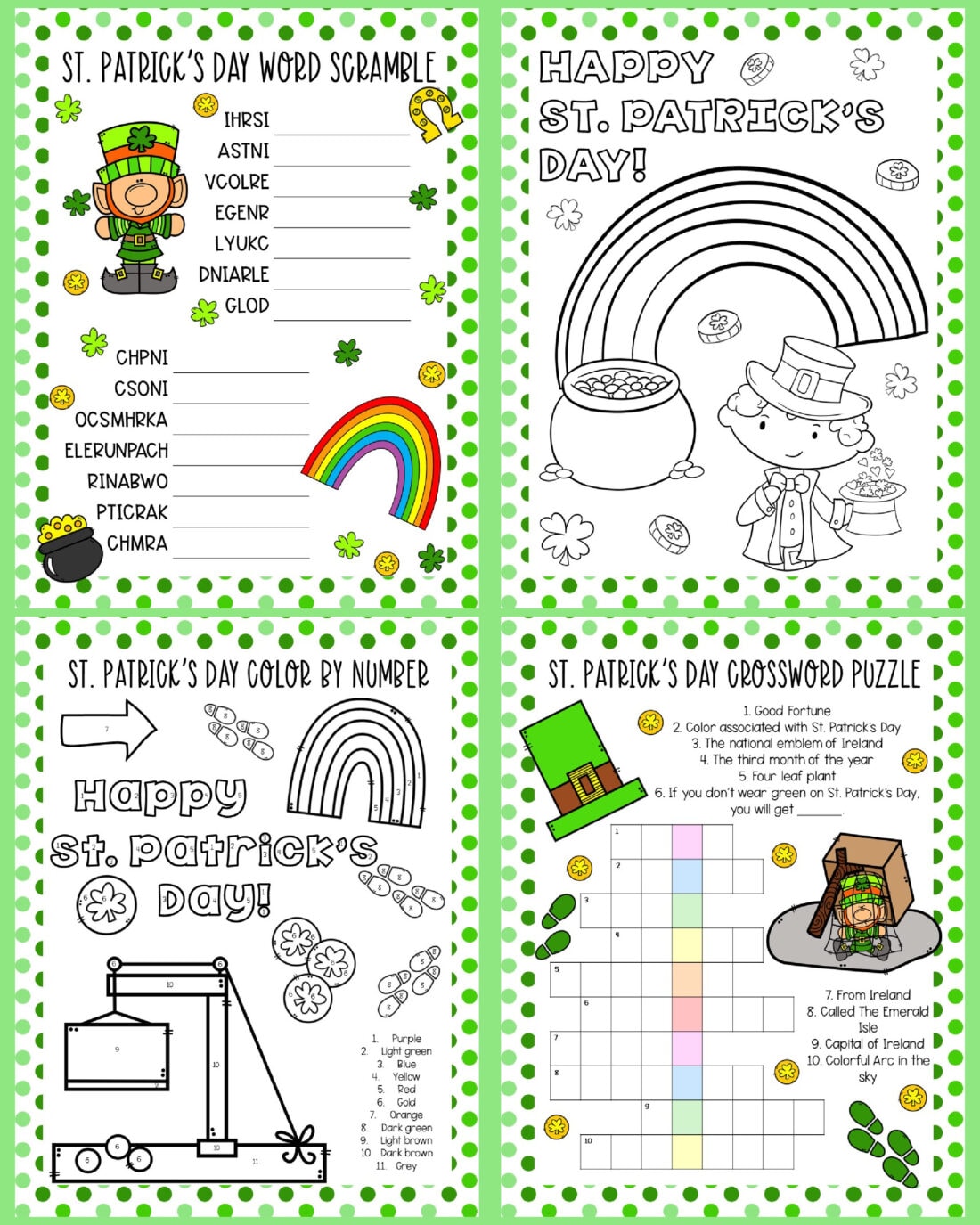 St patricks day activity sheets