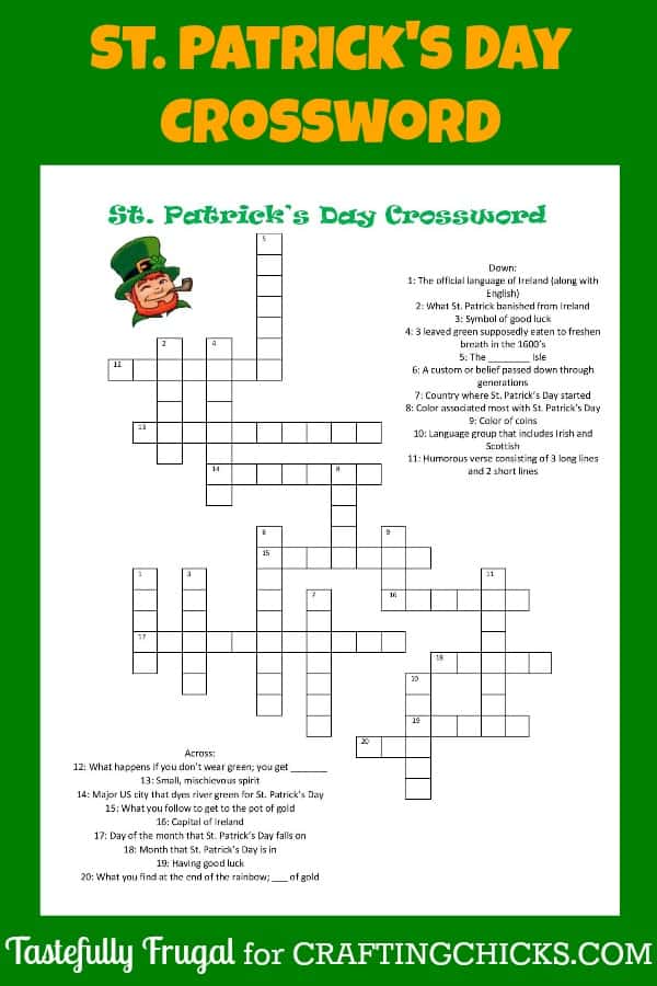 St patricks day crossword puzzle