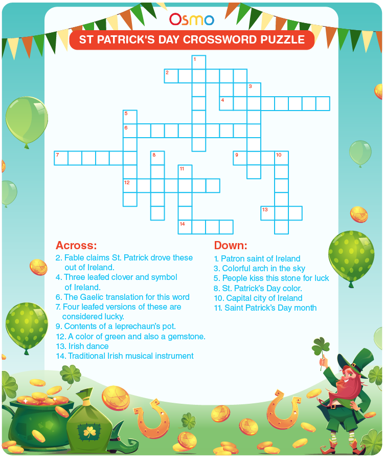 St patricks day crossword puzzles for kids