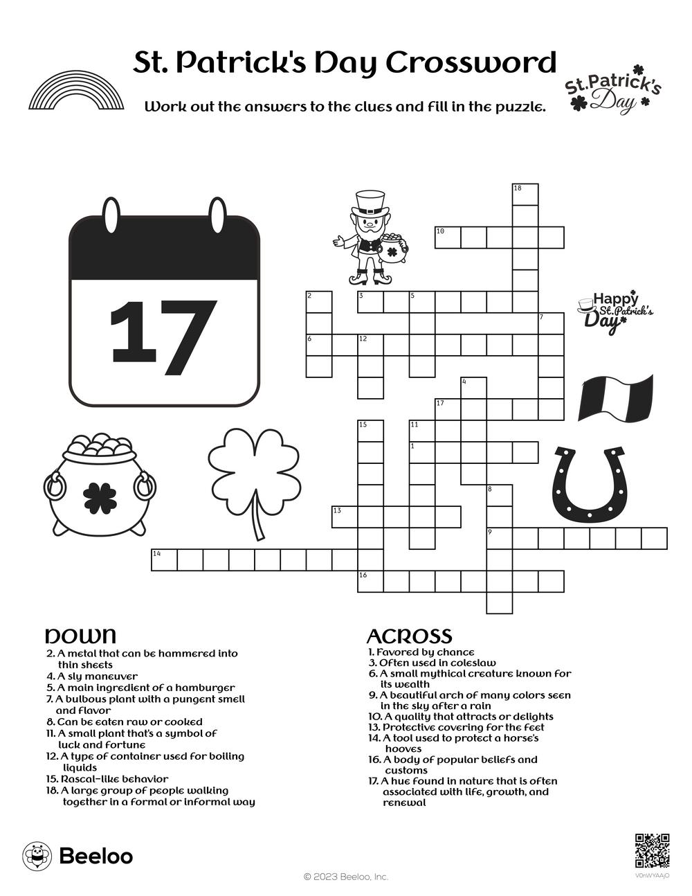 St patricks day crossword â printable crafts and activities for kids