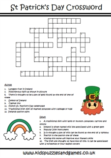 St patricks day crossword puzzle