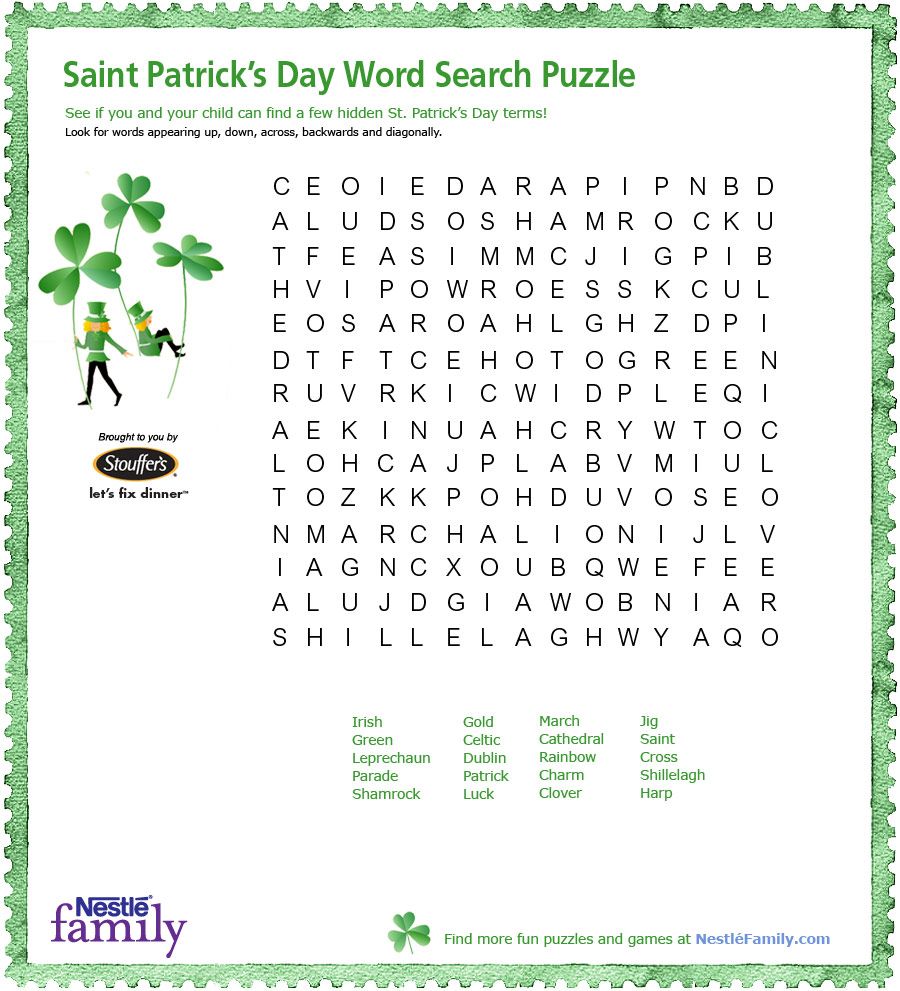 St patricks day word search printable