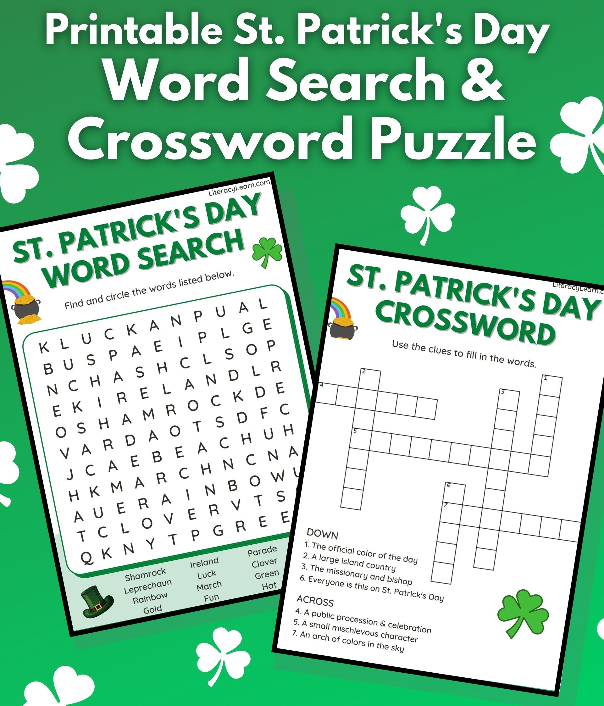 St patricks day word search crossword