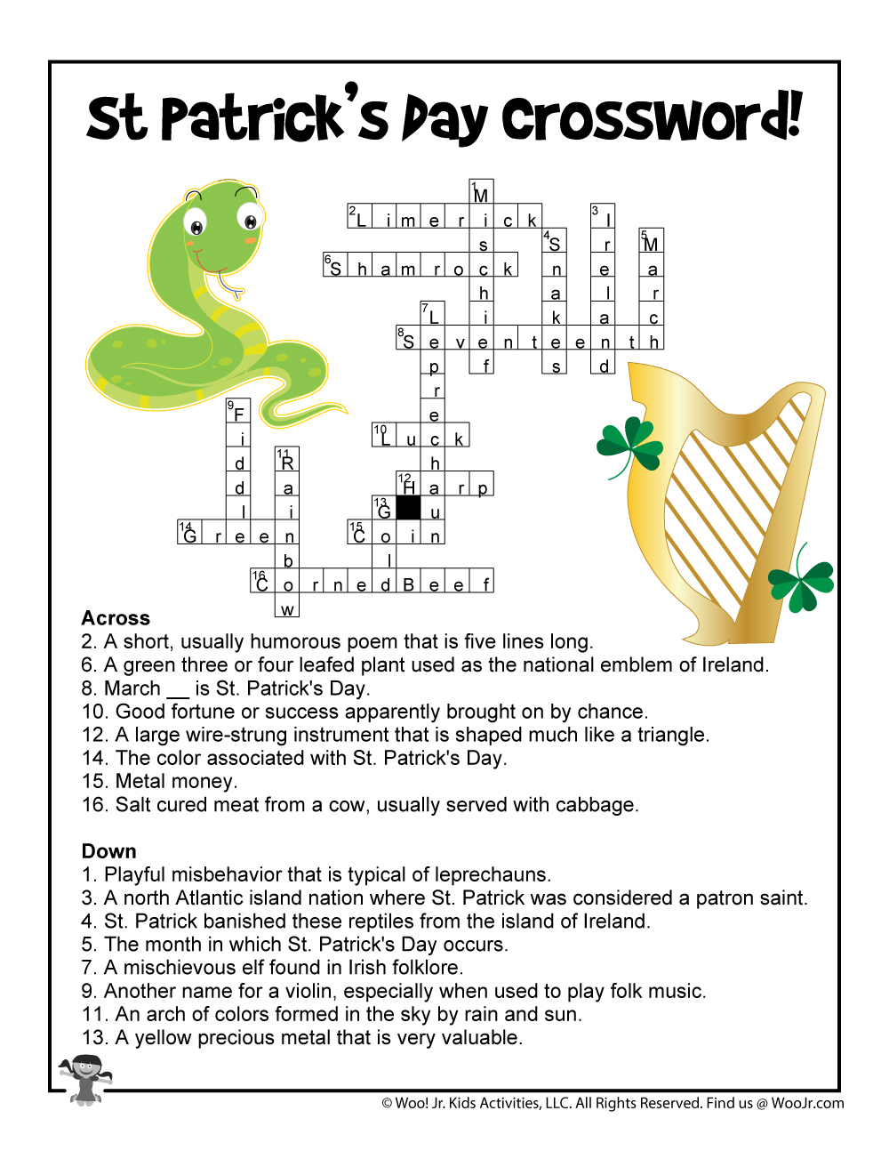 St patricks day word puzzles woo jr kids activities childrens publishing