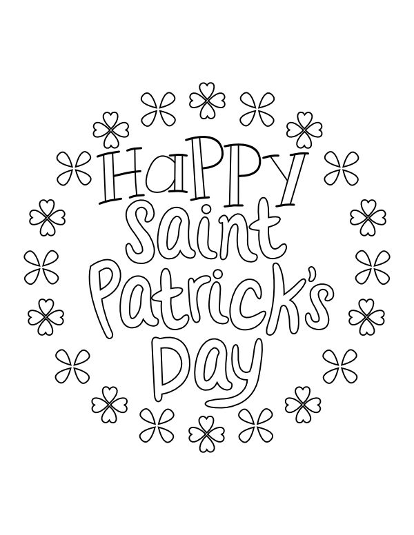 Printable happy saint patricks day coloring page