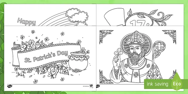 St patricks day colouring pages teacher made