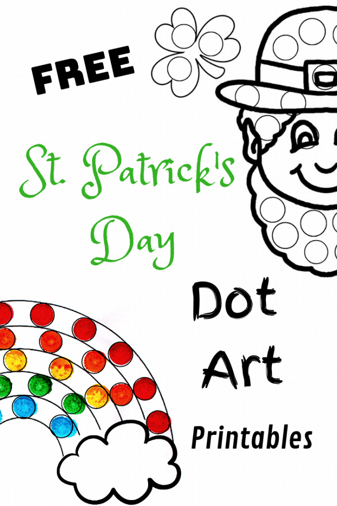 St patricks day dot art printables