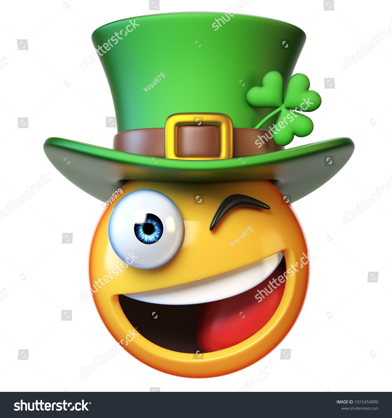 Emoji green st patricks day hat stock illustration