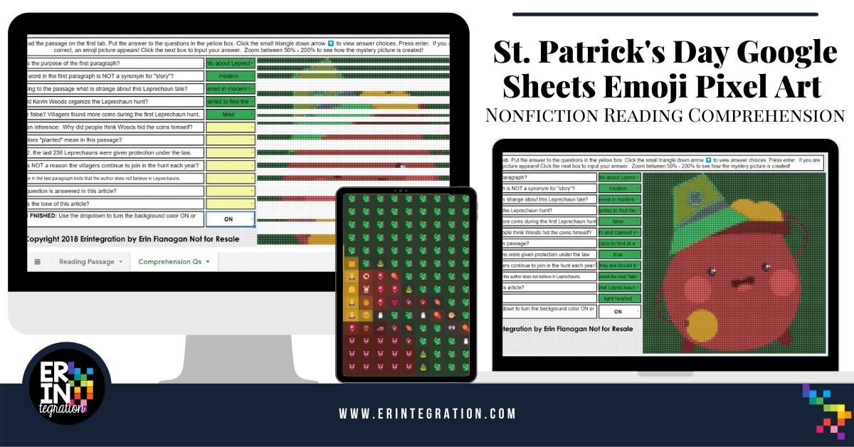 St patricks day google sheets emoji pixel art nonfiction reading prehension