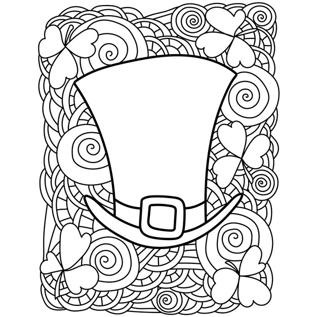 Premium vector coloring page with hat for st patricks day ornate patterns for festive activity