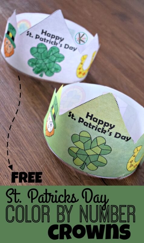 Free st patricks day color by number hat craft for preschoolers