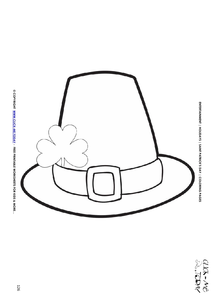 St patricks day coloring page saint patricks hat with shamrock