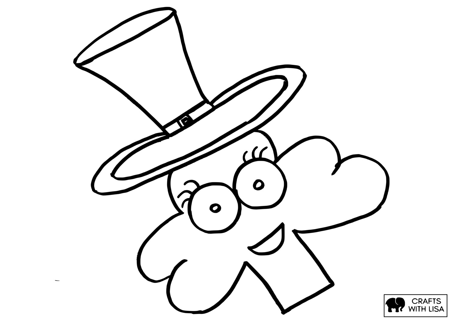 St patricks day shamrocks face with hat coloring page